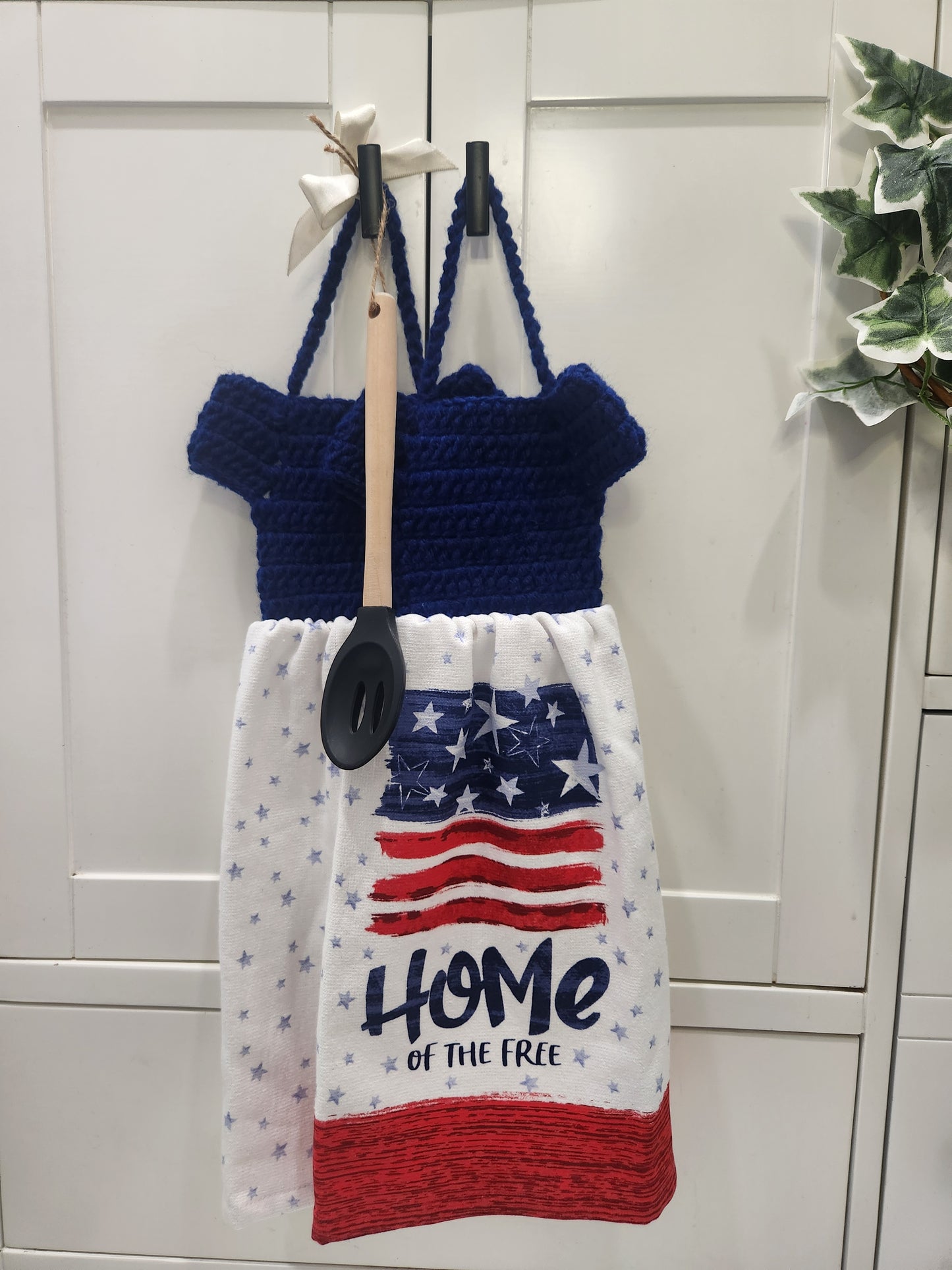 Dish towel kitchen towel crochet top Set of 2 towels