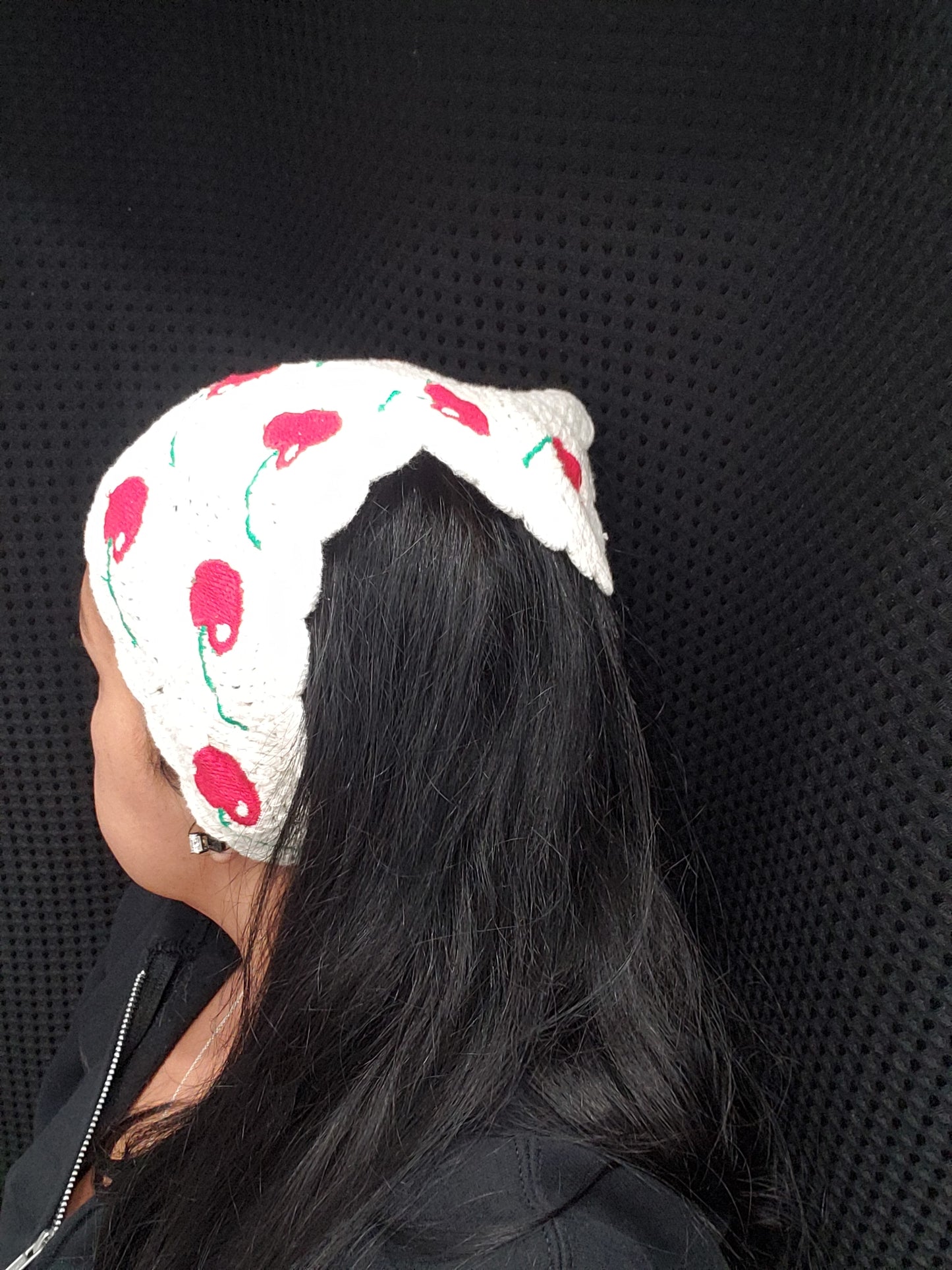 Cherry Corcheted Headscraf