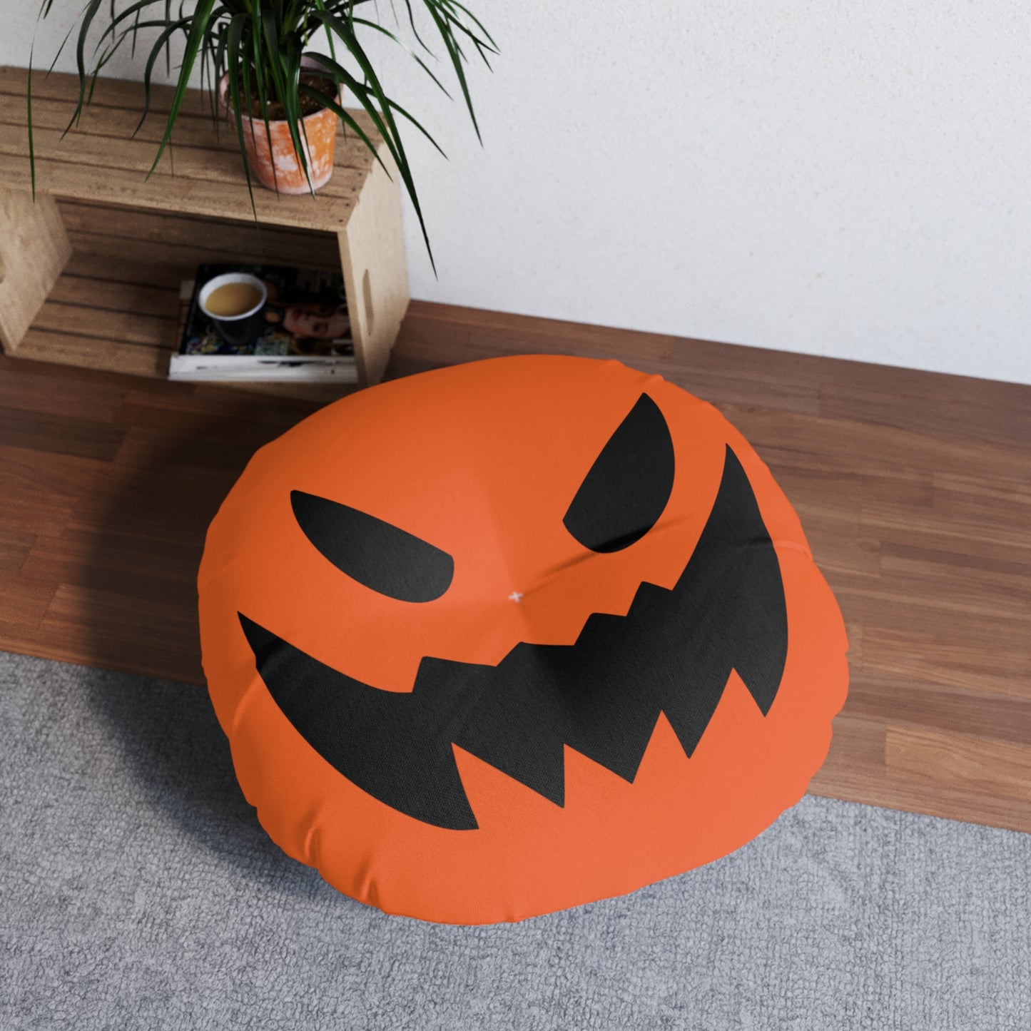 Jack O'Lantern Pumpkin Tufted Floor Pillow
