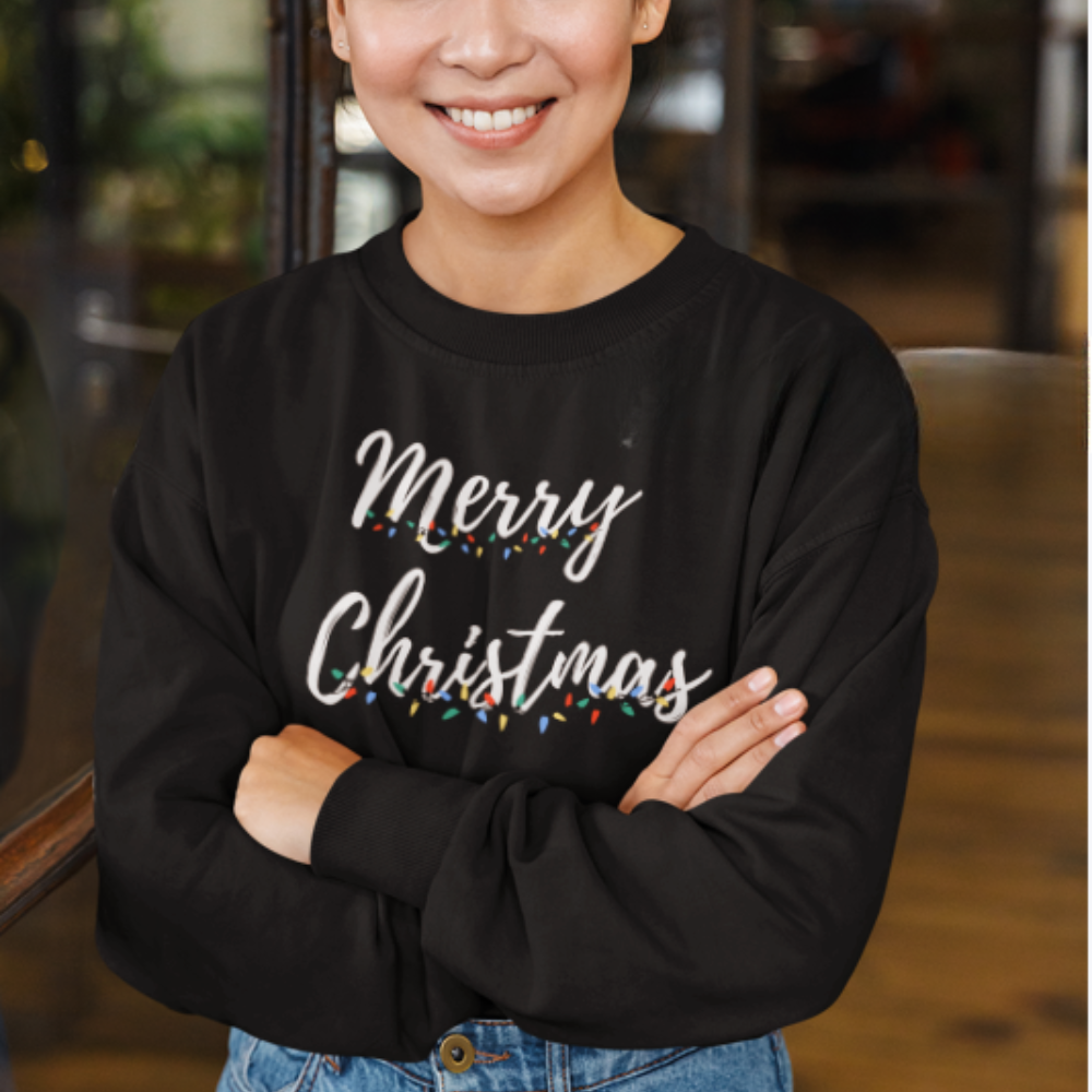 Christmas lights Ladies' Cropped Fleece Crew