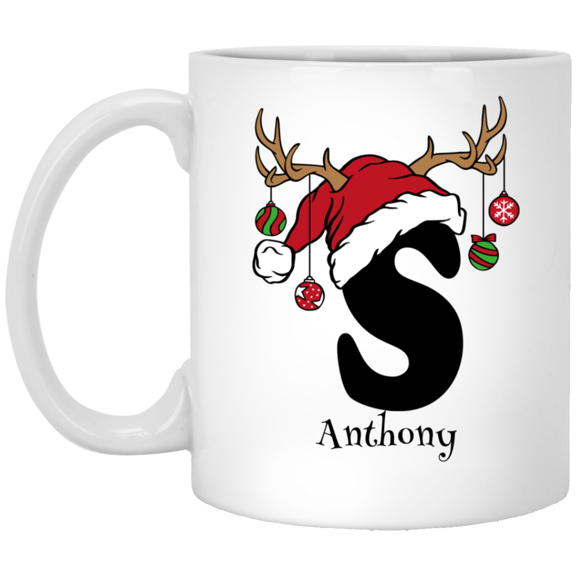 Initial Christmas Mug 11oz White Mug