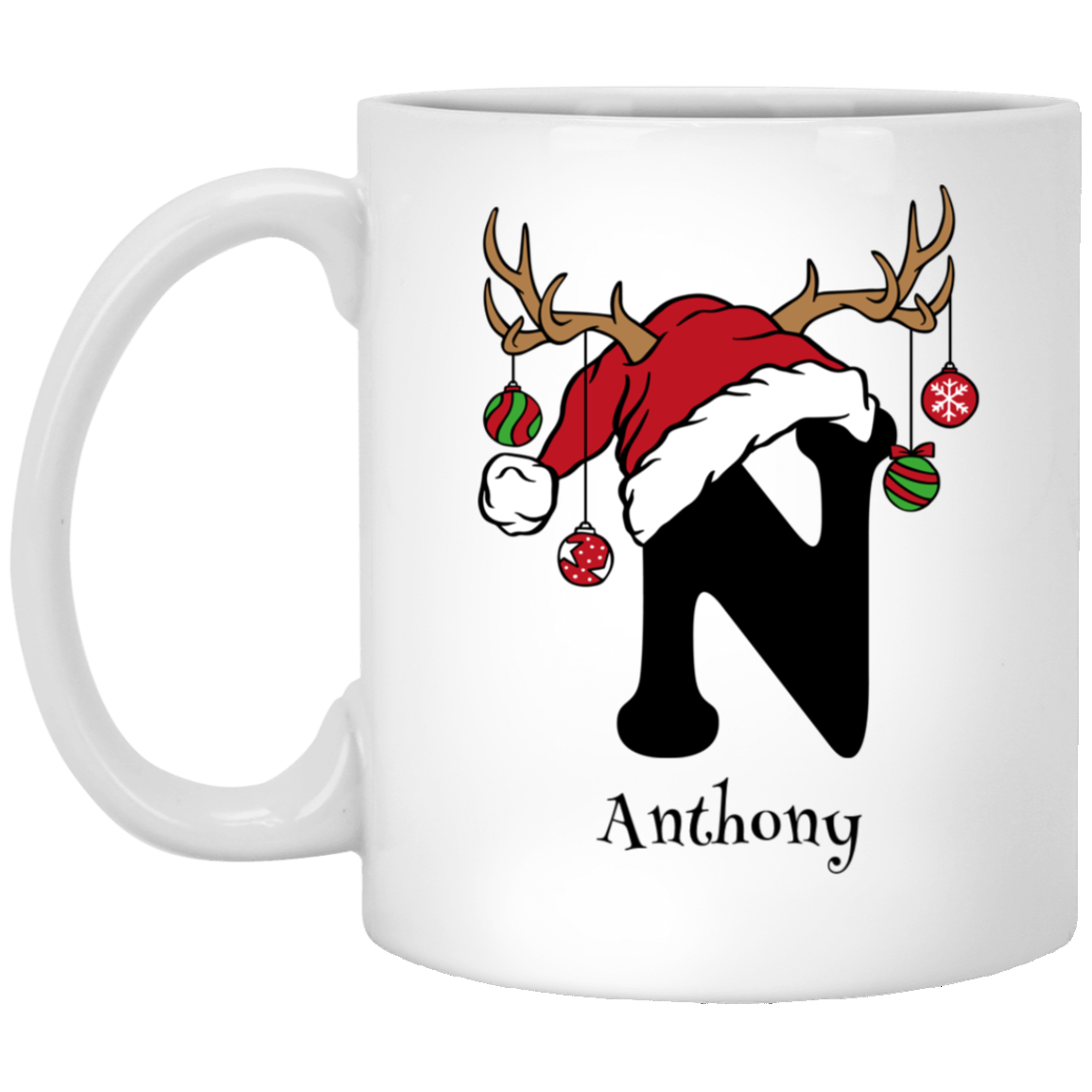 Initial Christmas Mug 11oz White Mug