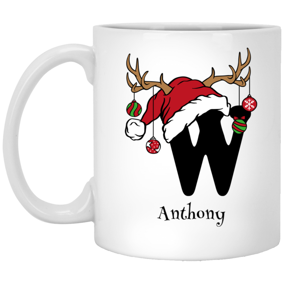 Initial Christmas Mug 11oz White Mug