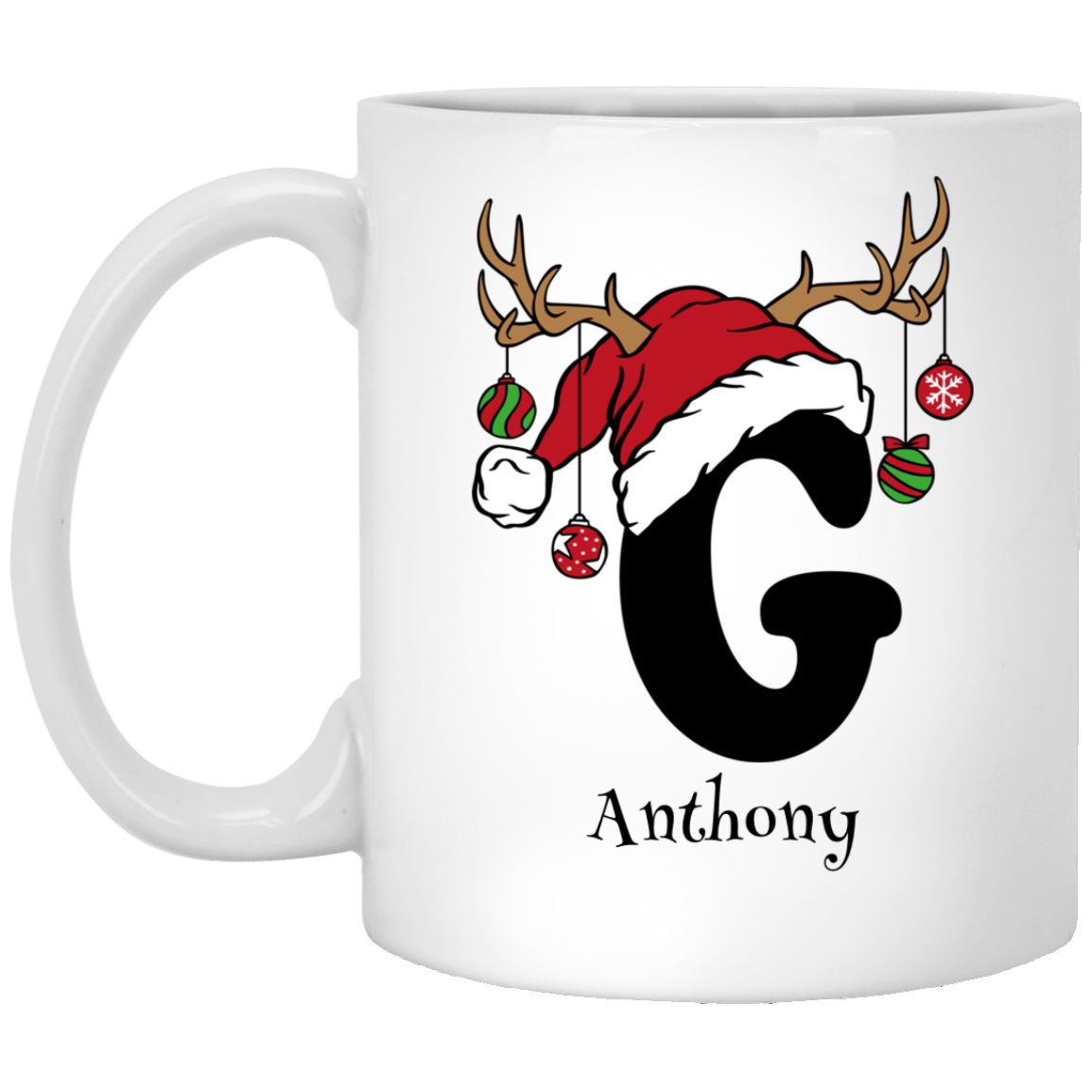 Initial Christmas Mug 11oz White Mug