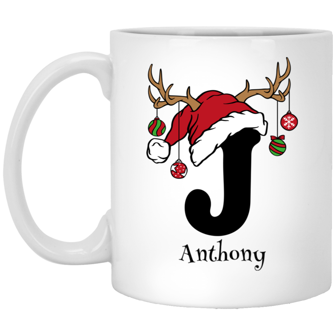 Initial Christmas Mug 11oz White Mug