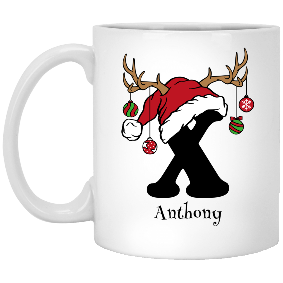 Initial Christmas Mug 11oz White Mug