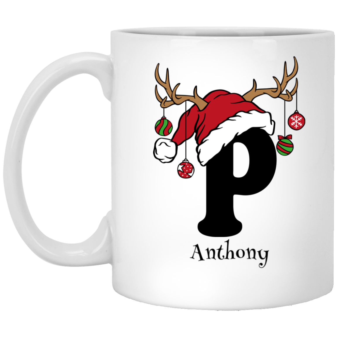 Initial Christmas Mug 11oz White Mug