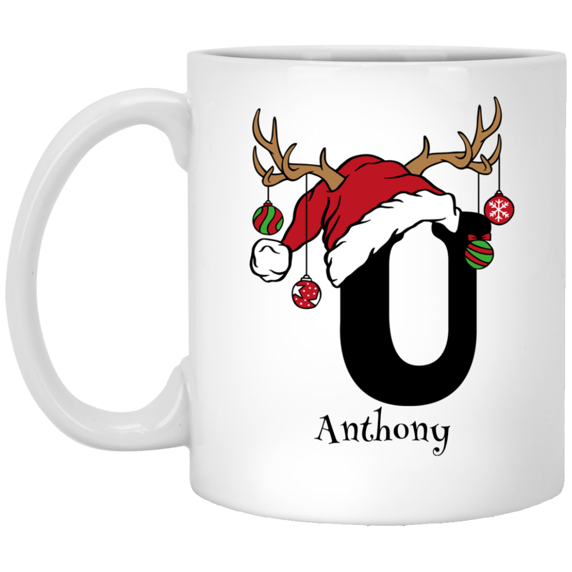 Initial Christmas Mug 11oz White Mug