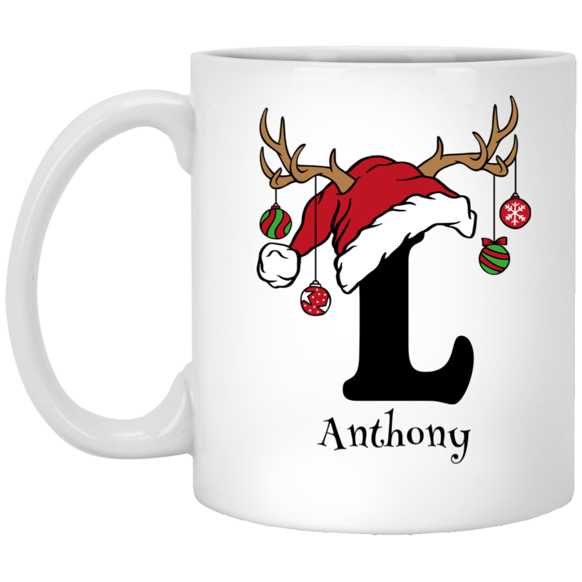 Initial Christmas Mug 11oz White Mug
