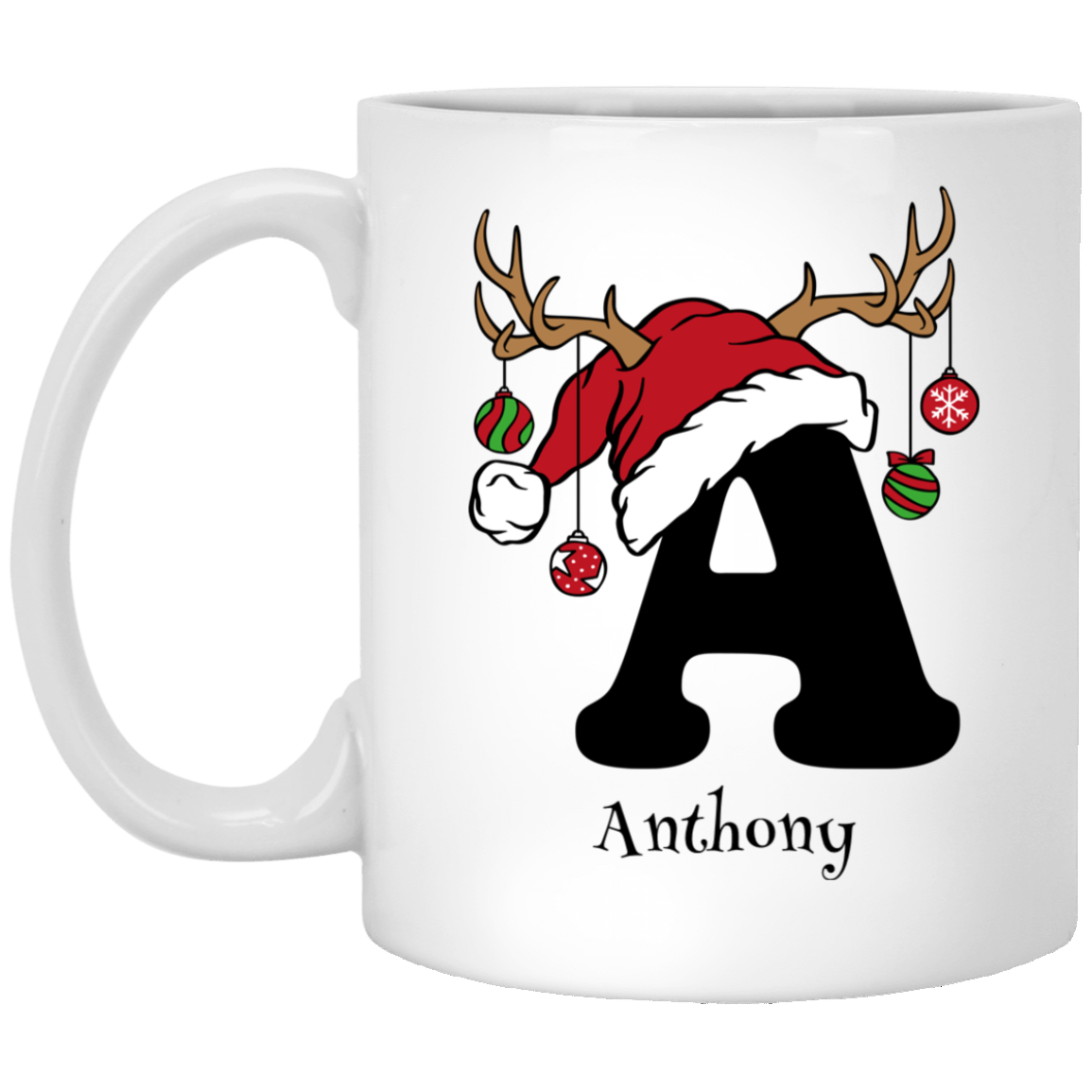 Initial Christmas Mug 11oz White Mug
