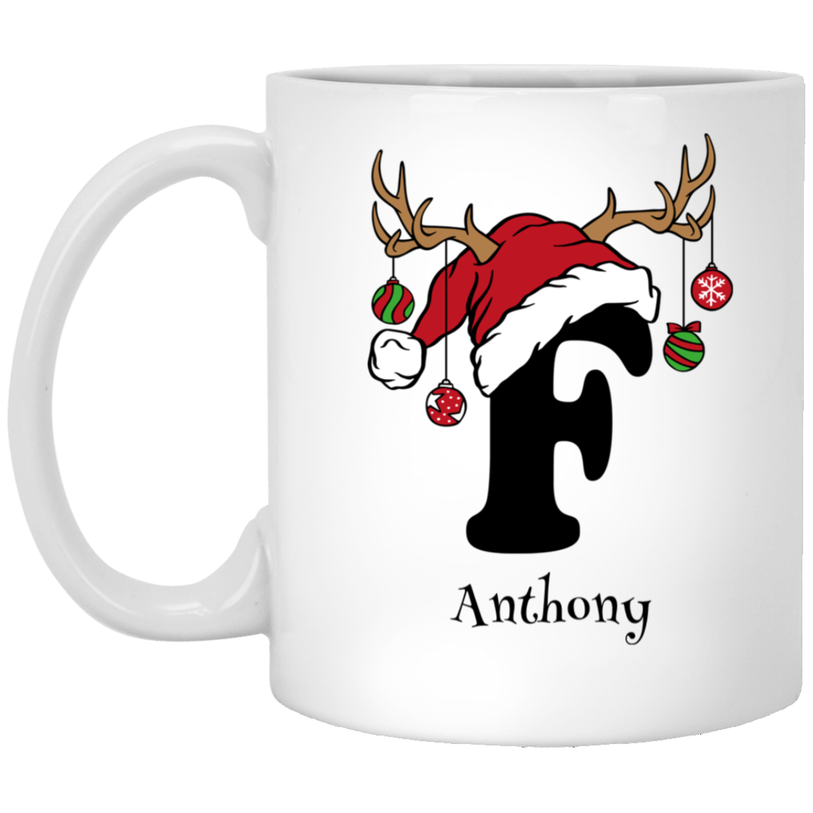 Initial Christmas Mug 11oz White Mug