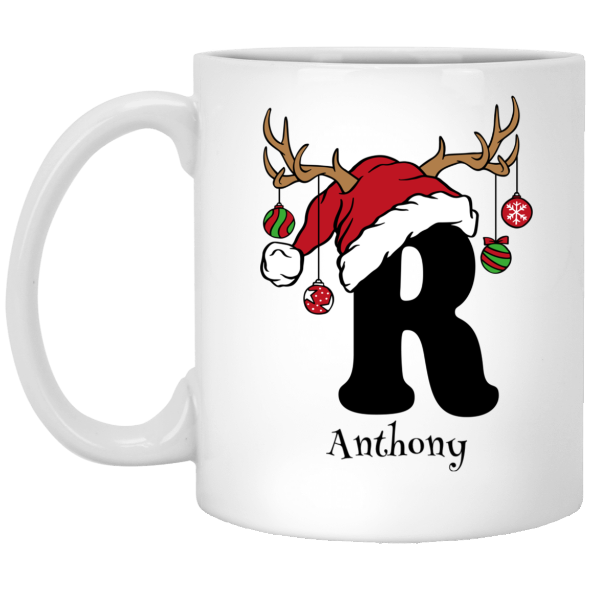 Initial Christmas Mug 11oz White Mug