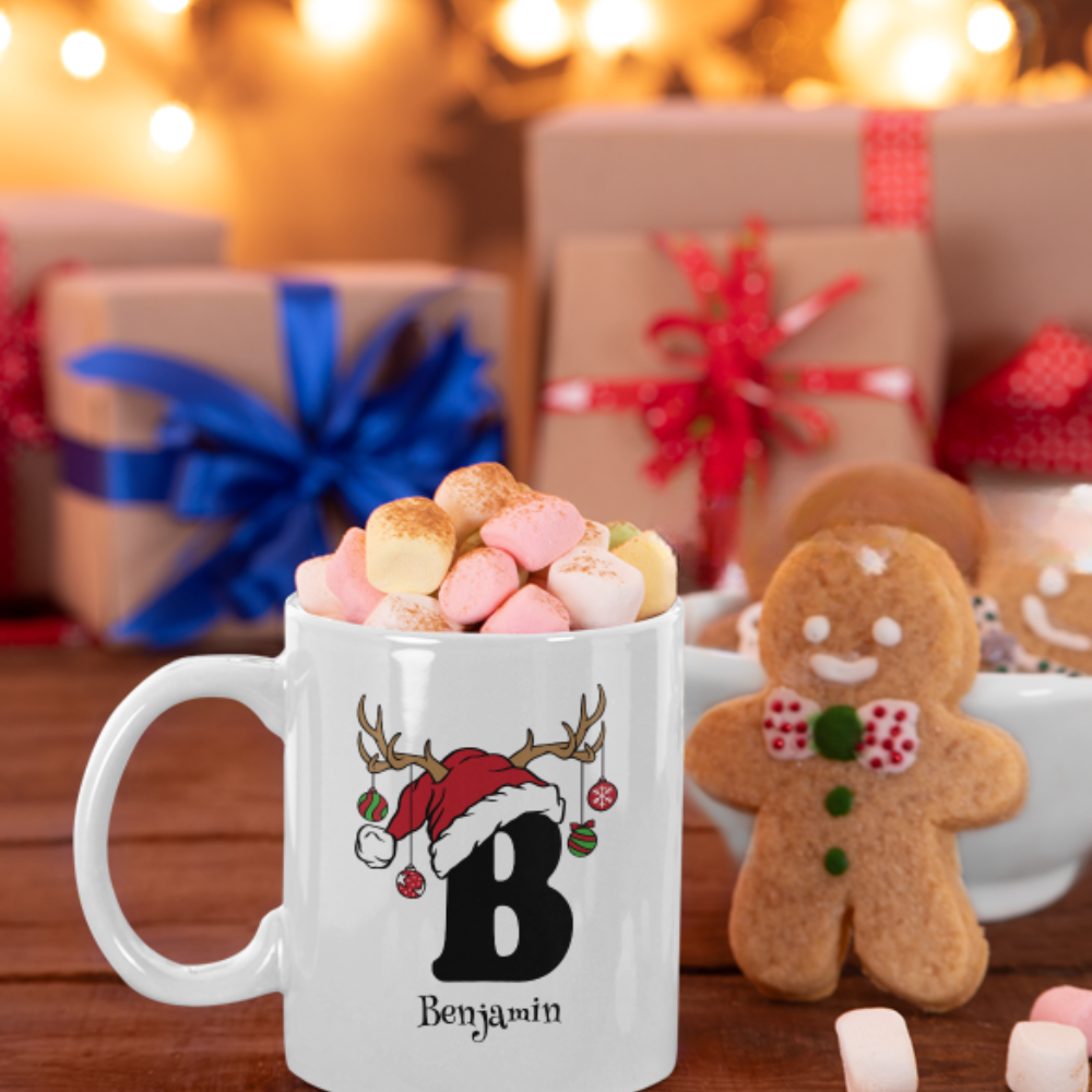 Initial Christmas Mug 11oz White Mug