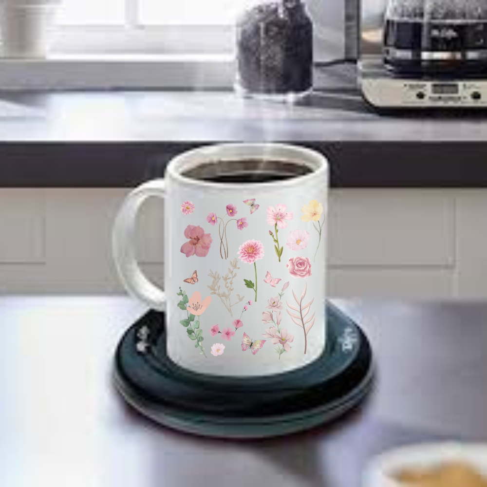 Pink Floral 15oz White Mug