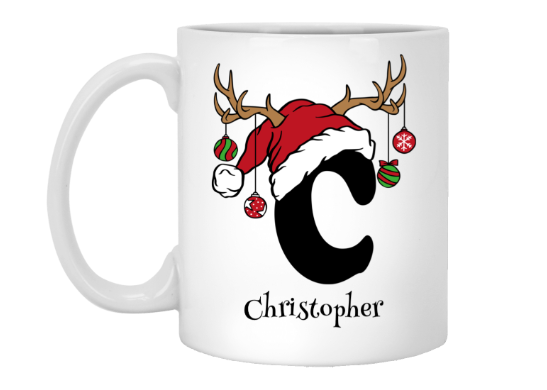 Initial Christmas Mug 11oz White Mug