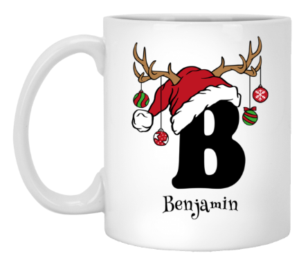 Initial Christmas Mug 11oz White Mug