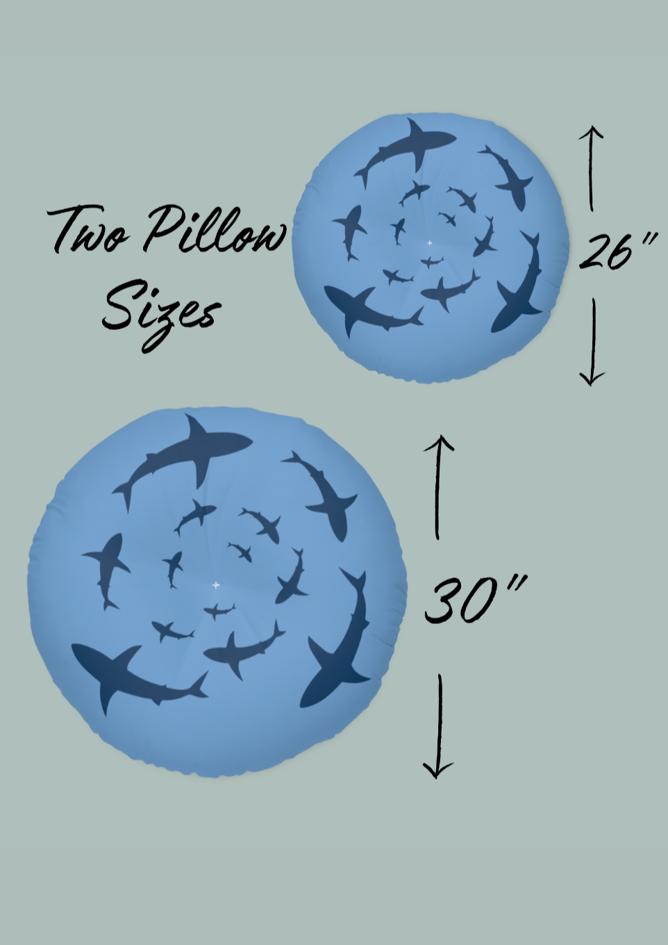 Shark Whirlpool Tufted Floor Pillow, Round floor pillow Sports pillow ottoman floor cushion