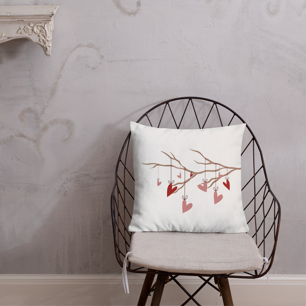 Hearts on a String Premium Throw Pillow