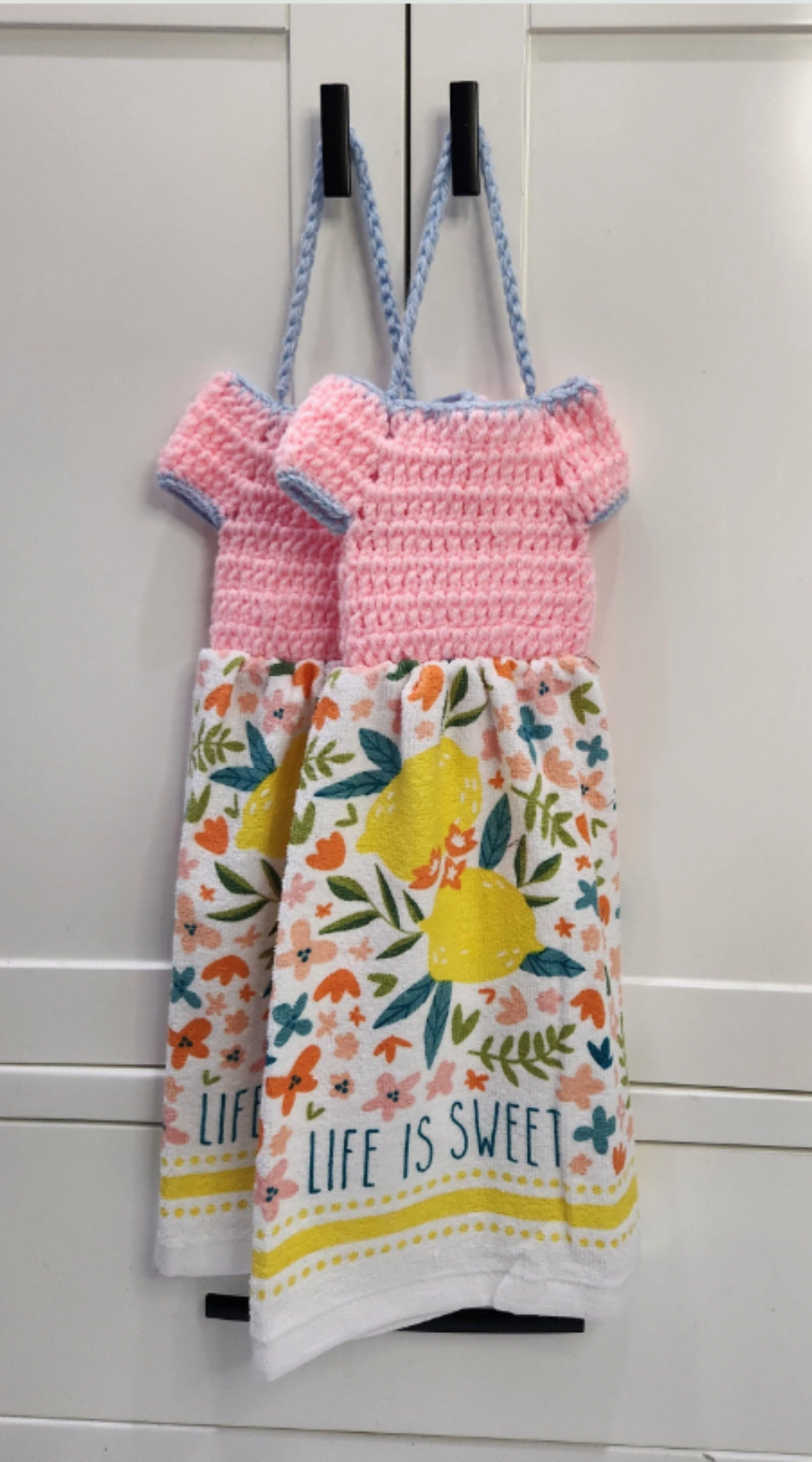 Dish towel kitchen towel crochet top Set of 2 towels