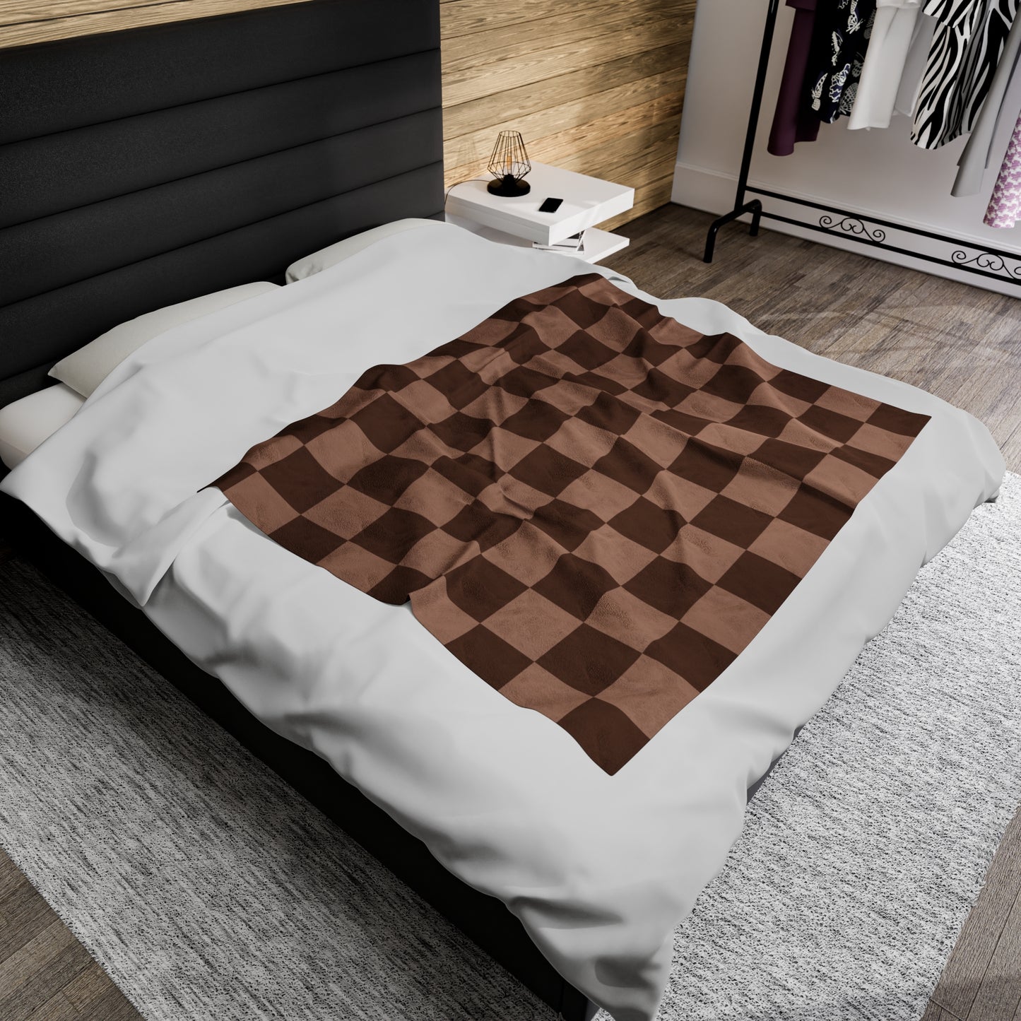 Brown Checkered throw blanket Velveteen Plush Blanket