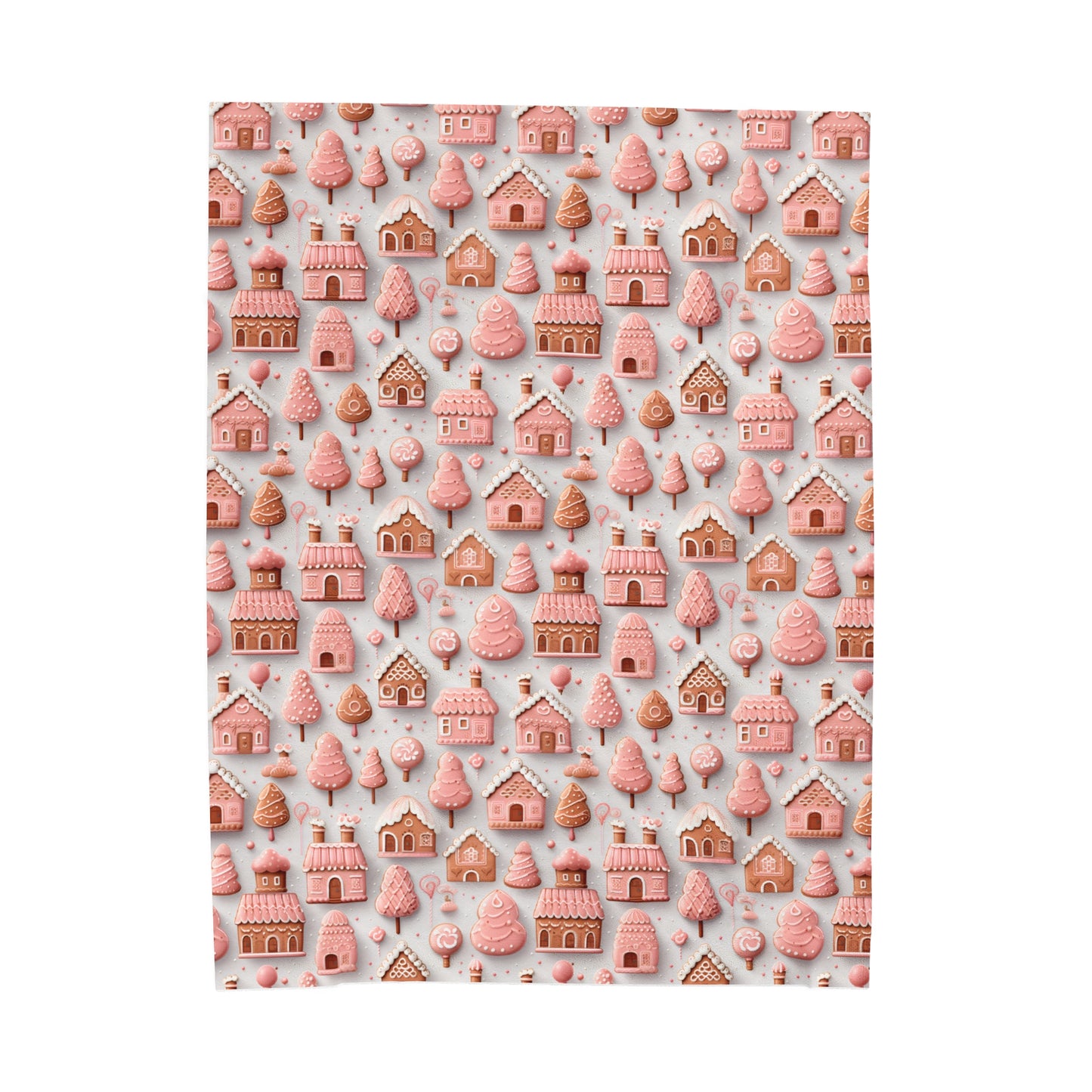 Pink Gingerbread Land Velveteen Plush Blanket