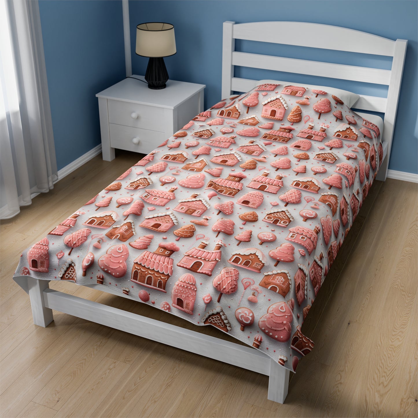 Pink Gingerbread Land Velveteen Plush Blanket