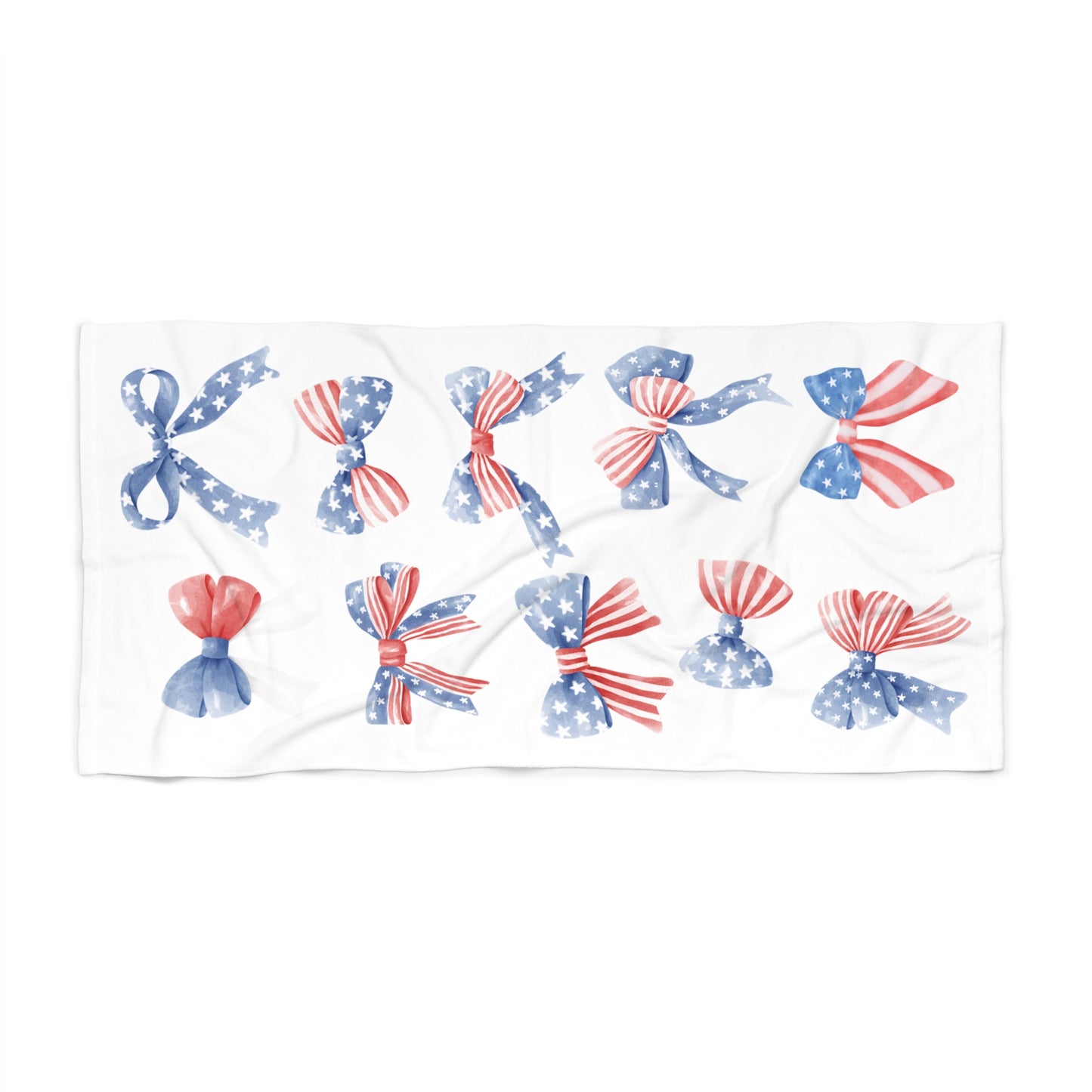 Red White and Blue bows  30"x60" Beach Towel WHT