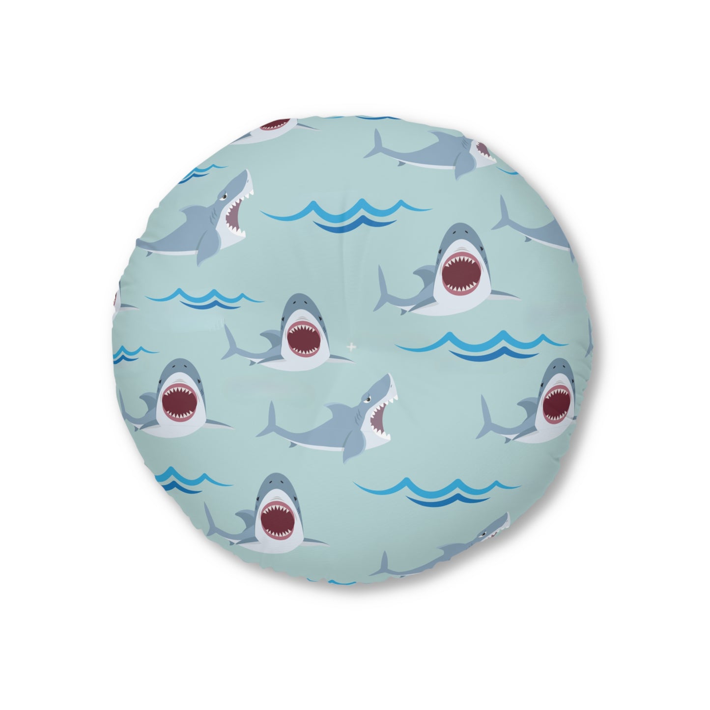 Shark Attack Tufted Floor Pillow Round floor pillow gaming pillow ottoman floor cushion