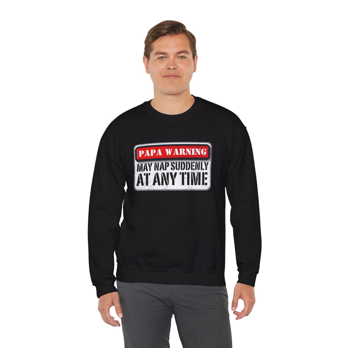 Papa Warning Sweater Unisex Heavy Blend™ Crewneck Sweatshirt