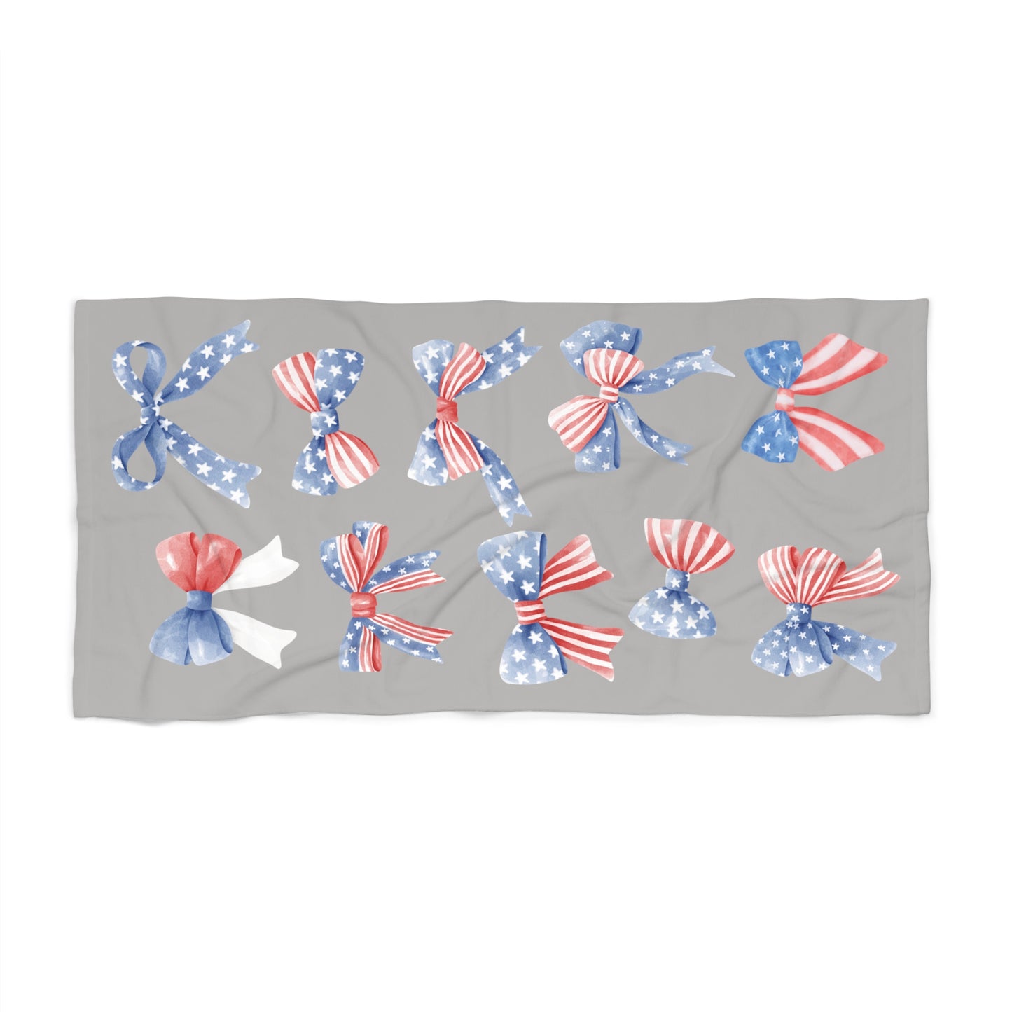 Red White and Blue bows  30"x60" Beach Towel Grey