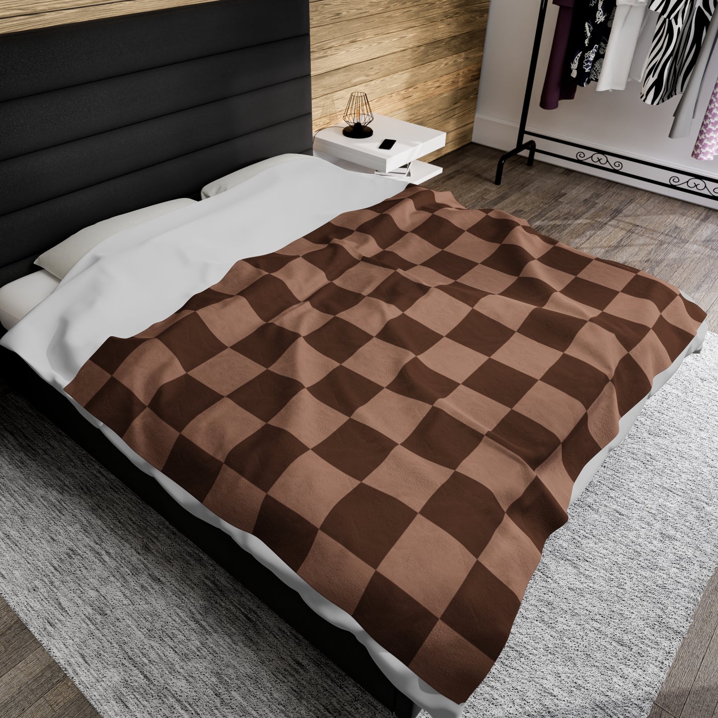 Brown Checkered throw blanket Velveteen Plush Blanket