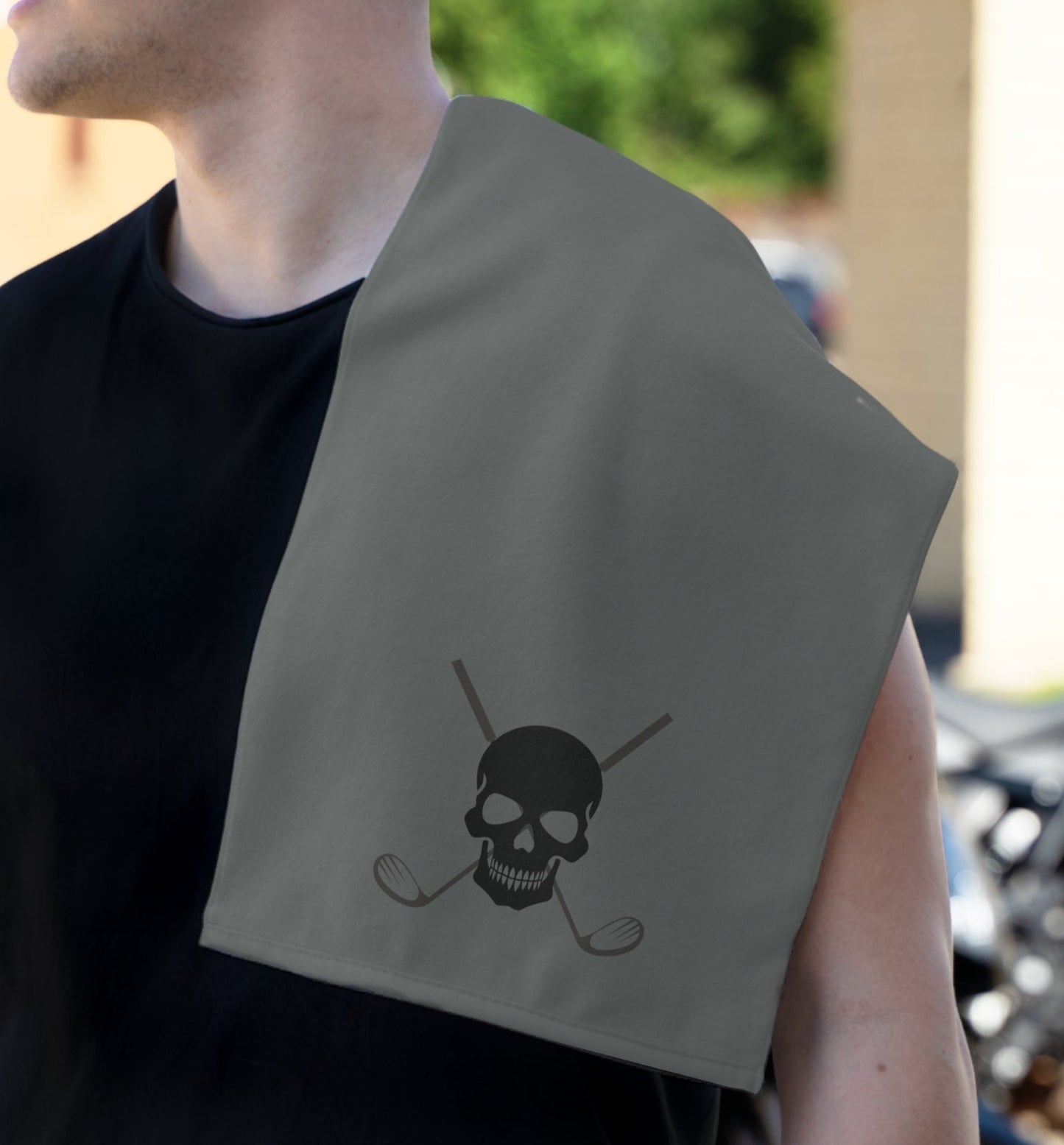 Grey Cross Skull Golf Rally Towel, 11x18