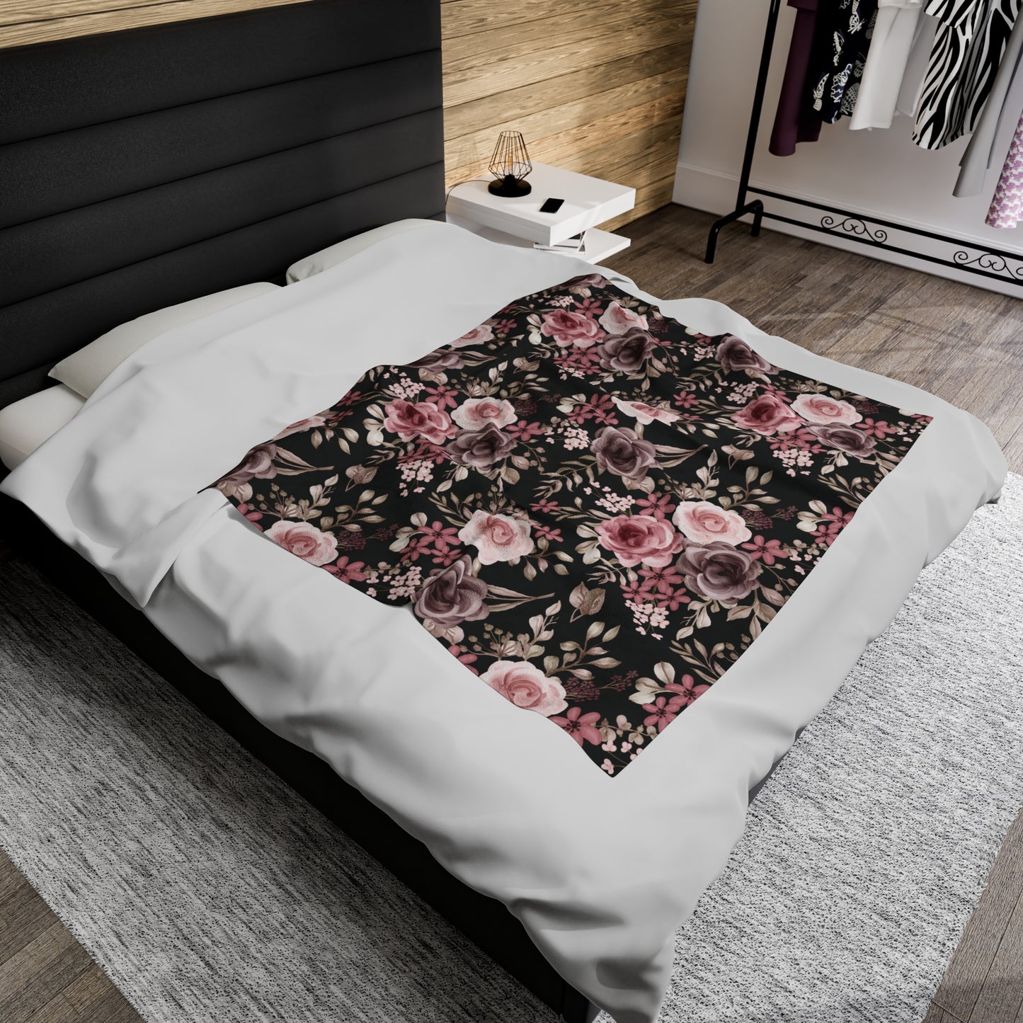 Floral Print Sloft Throq Velveteen Plush Blanket