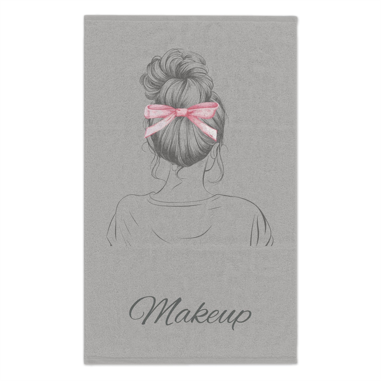 Coquette Girl Makeup towel Grey 11"x18"