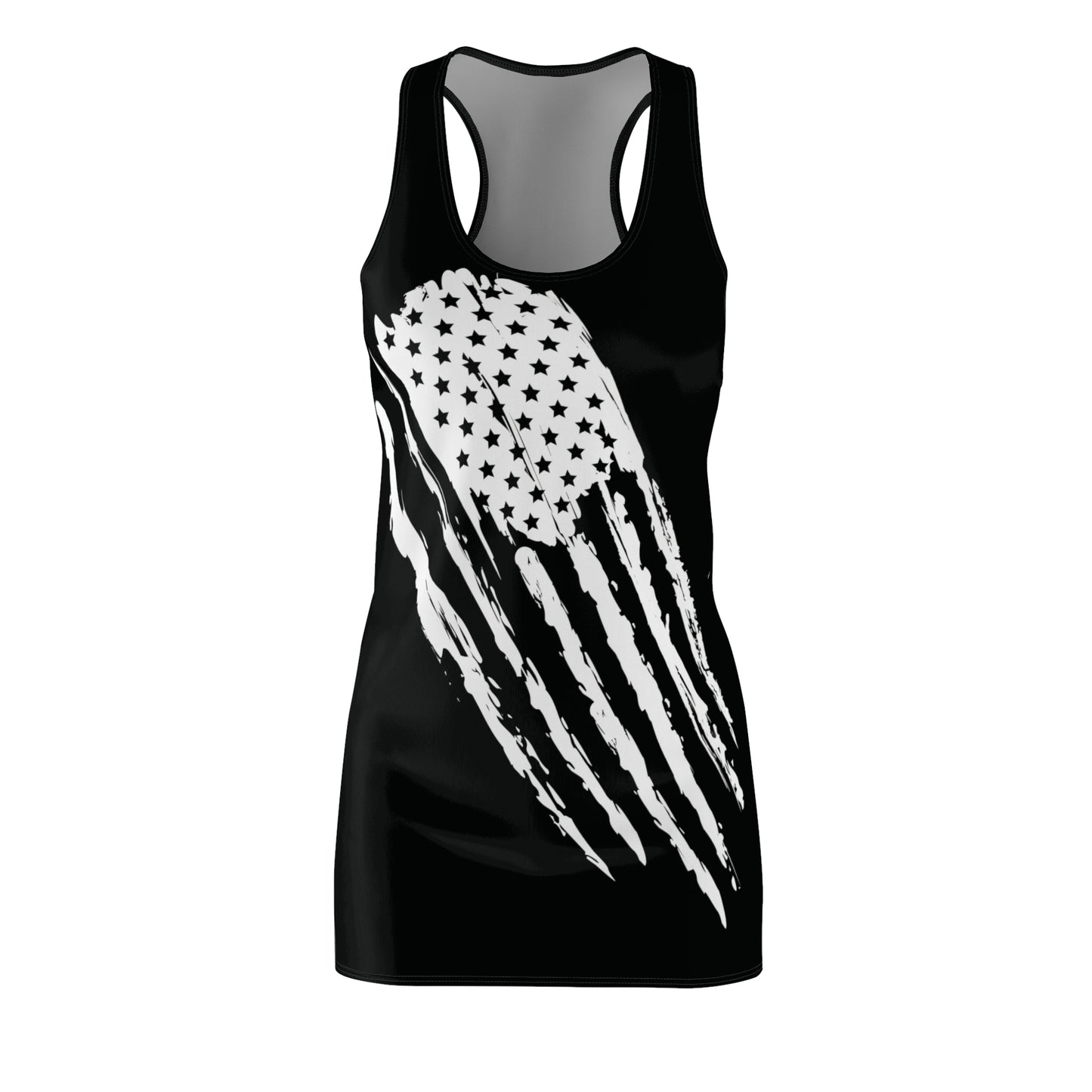 Black & White Flag Dress Women Cut & Sew Racerback Dress