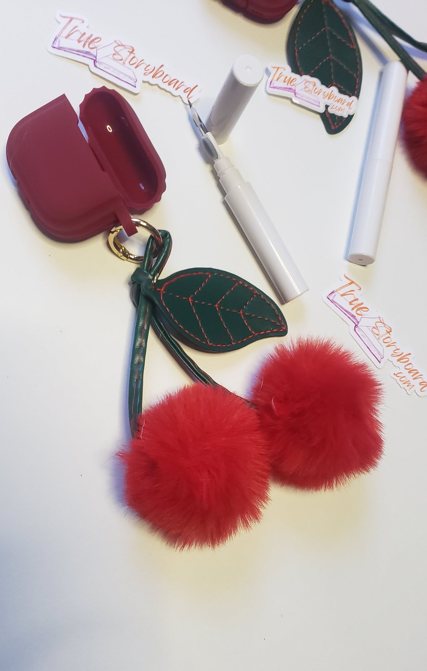 Red Airpod Case with Cherry Keychain 4th gen case