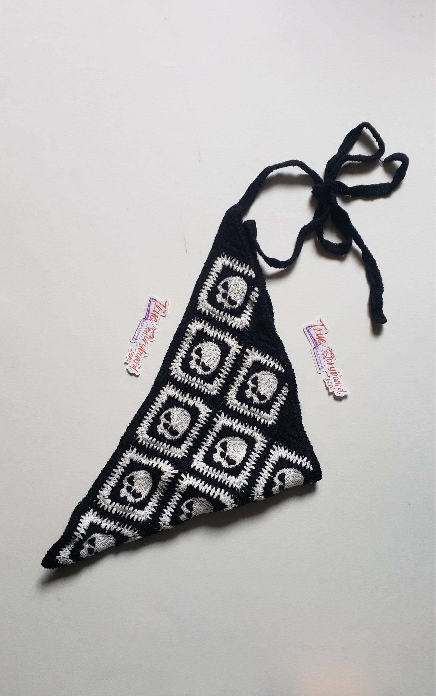 Skull Crocheted Headscraf Gift Set Triangle Headband Knitted Headscarf Crochet hair accessory spooky season hairband gothic design bandana