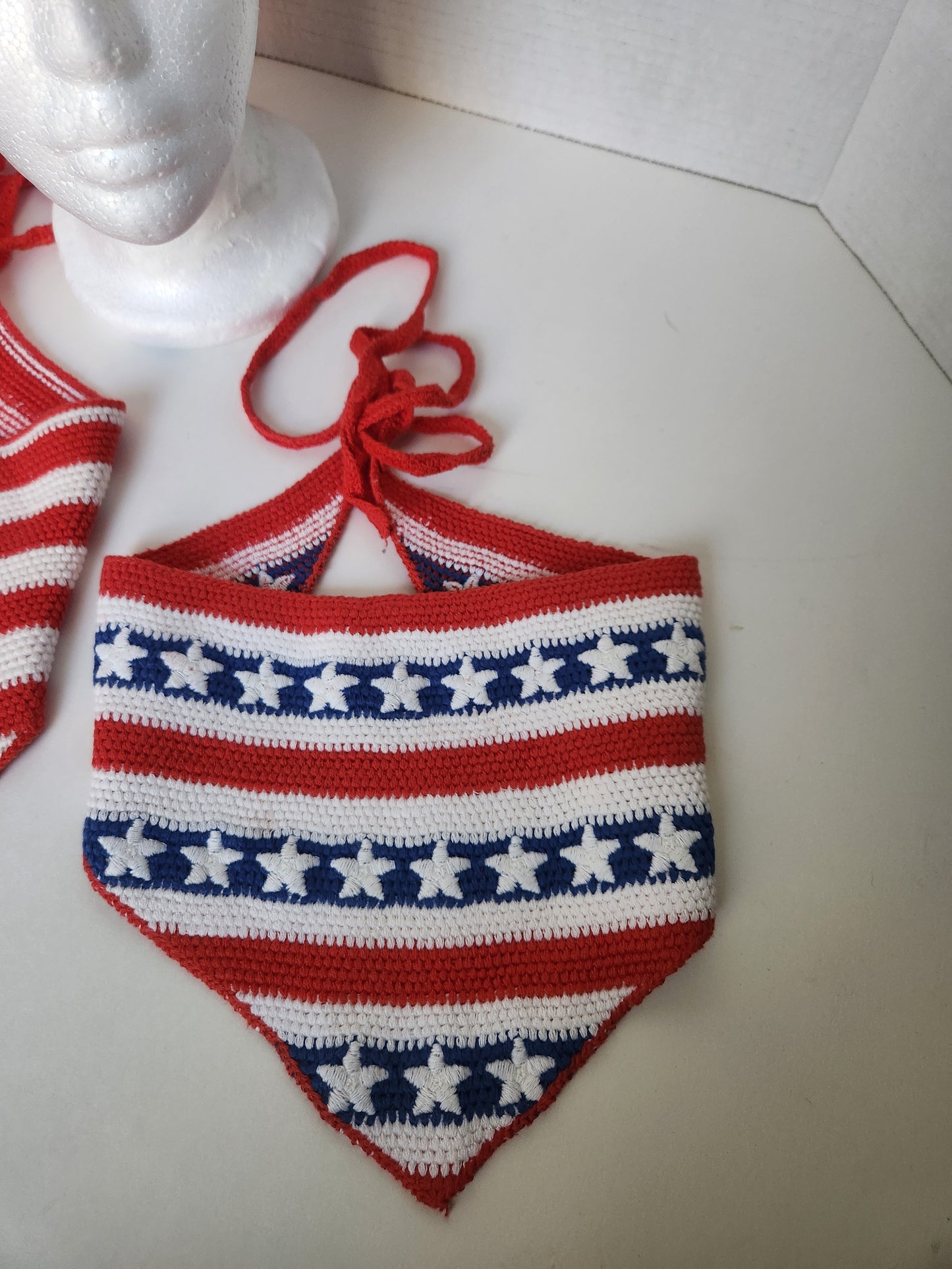 American Flag Corchet Headscraf headband Red white and blue