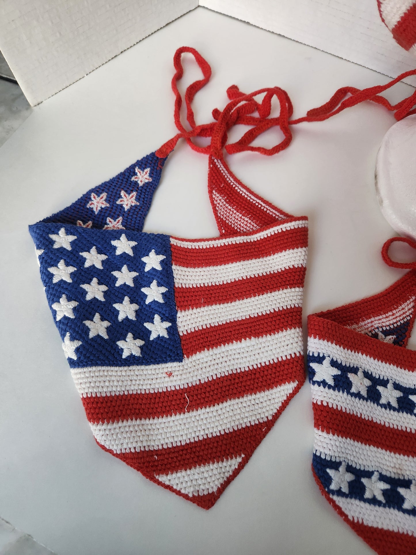 American Flag Corchet Headscraf headband Red white and blue