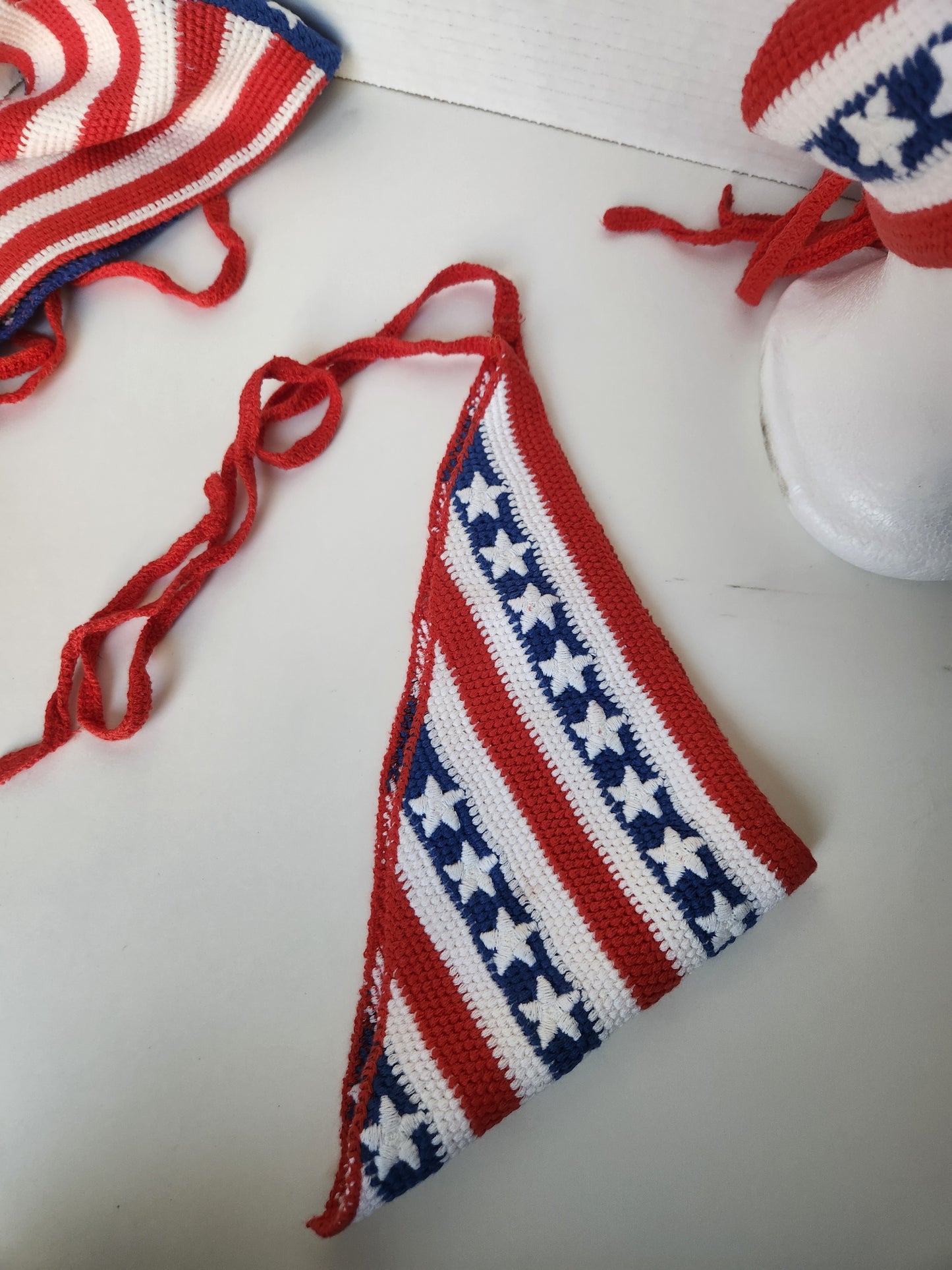 American Flag Corchet Headscraf headband Red white and blue
