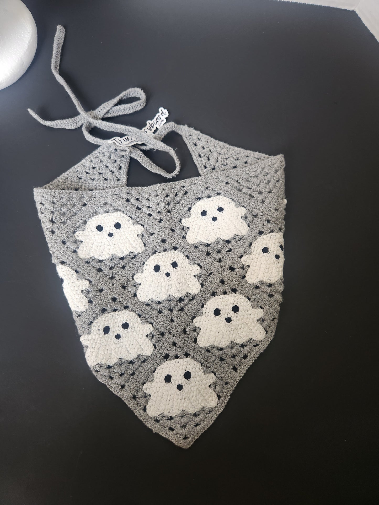 Skull Crocheted Headscraf Gift Set Triangle Headband Knitted Headscarf Crochet hair accessory spooky season hairband gothic design bandana