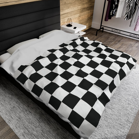 Black Checkered throw blanket Velveteen Plush Blanket