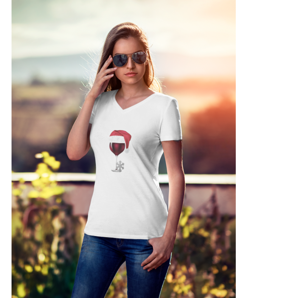 Santa's  Wine Ladies' Jersey V-Neck T-Shirt