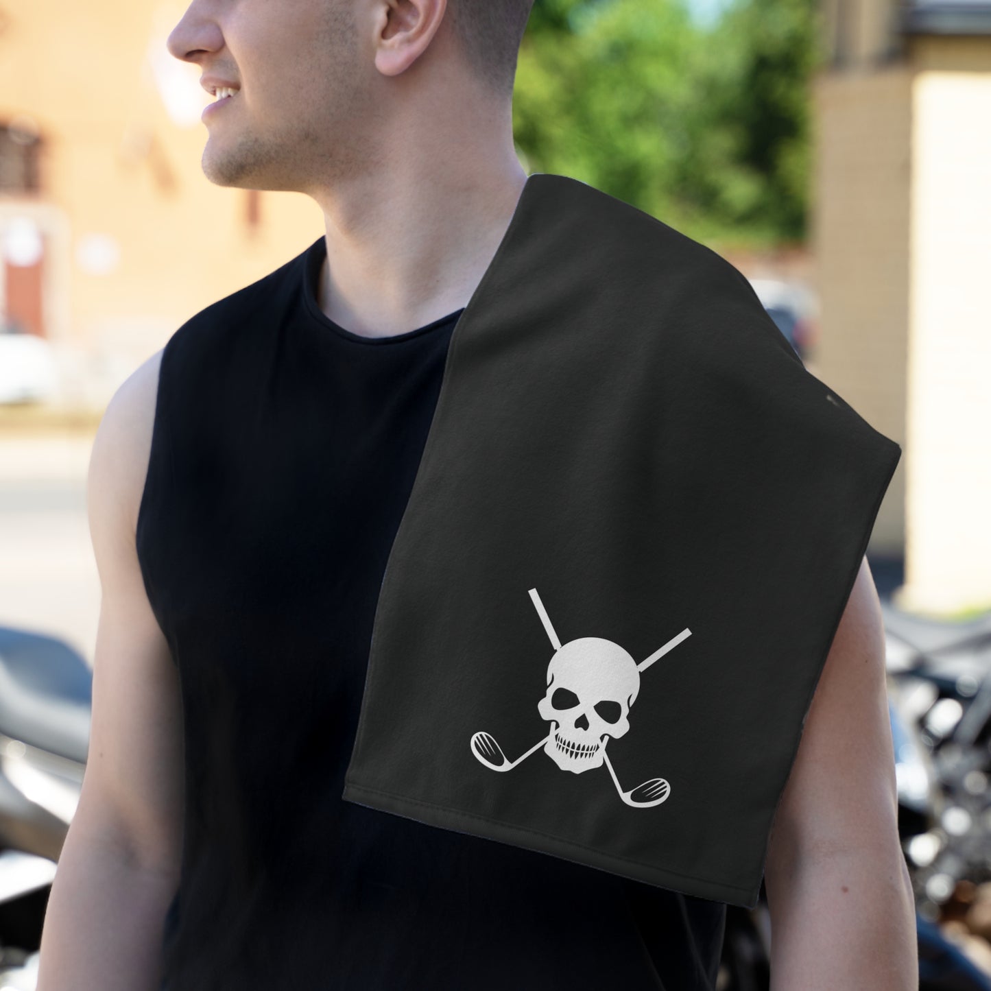 Grey Cross Skull Golf Rally Towel, 11x18