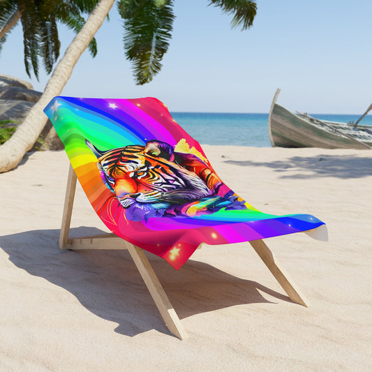 Rainbow Tiger 30"x60" Colorfu Beach Towel