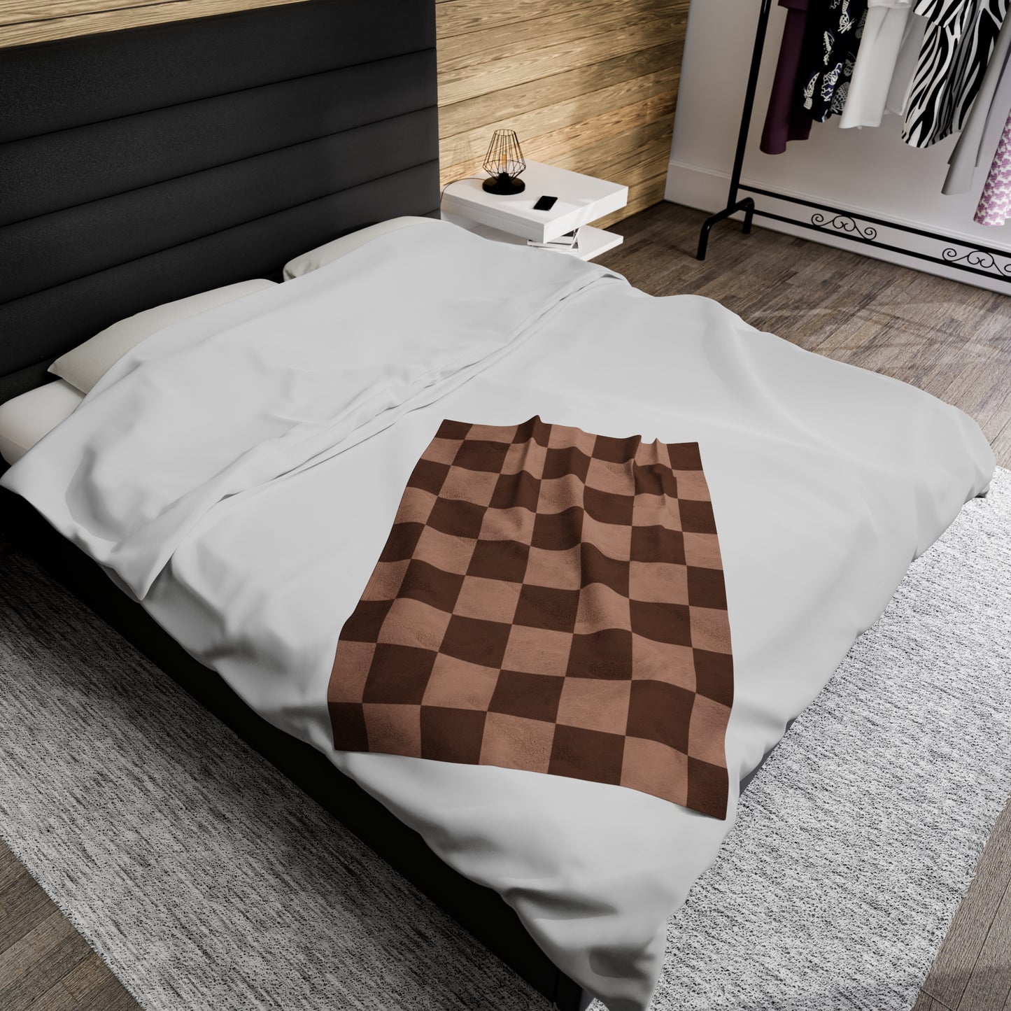 Brown Checkered throw blanket Velveteen Plush Blanket