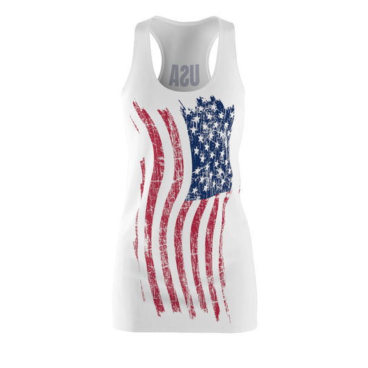 US Flag Women's Cut & Sew Racerback Dress