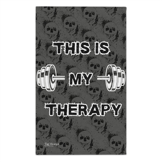 This is my Therapy Workout sweat Towel weight lifting towel gym gear accessory