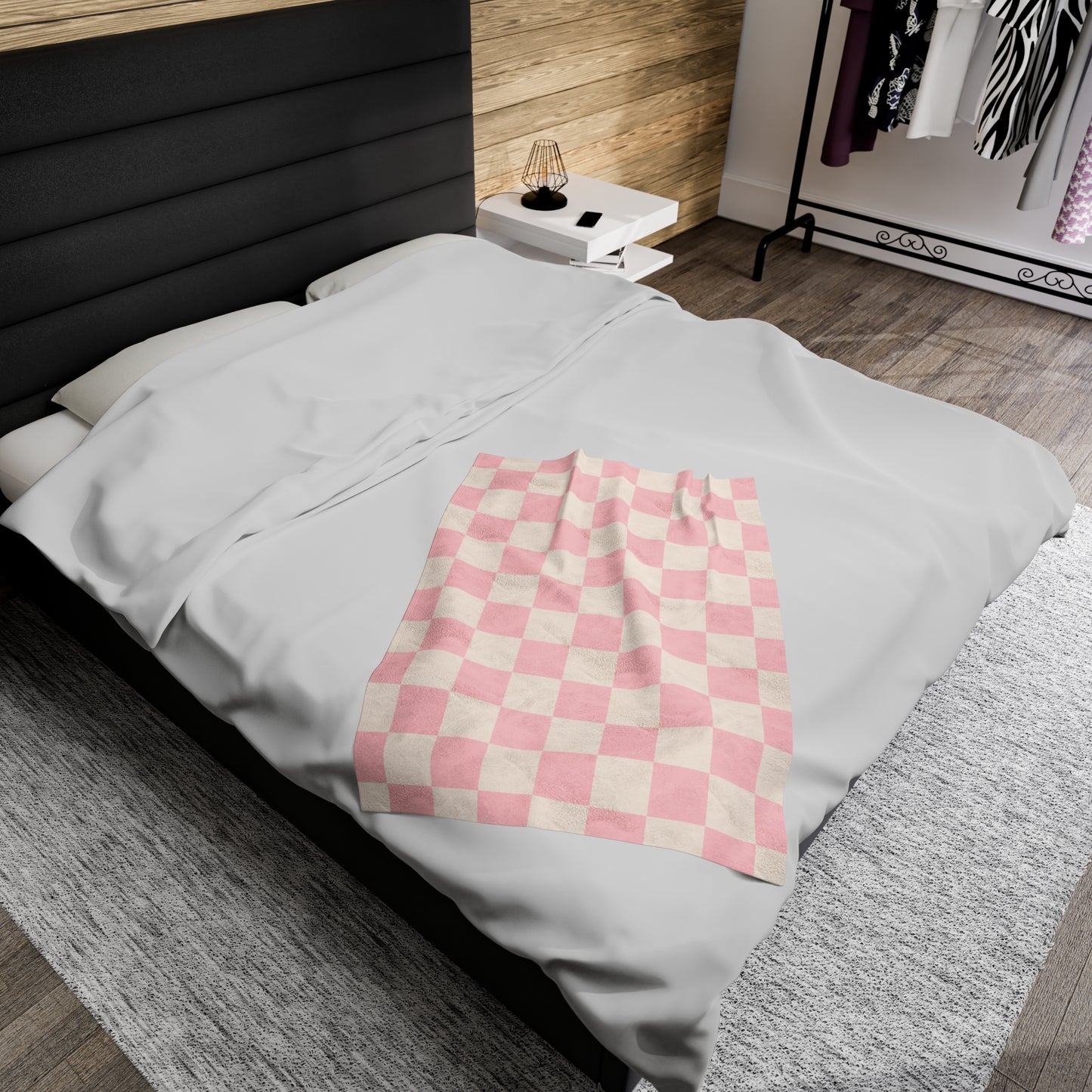 Pink Checkered Throw blanket Velveteen Plush Blanket