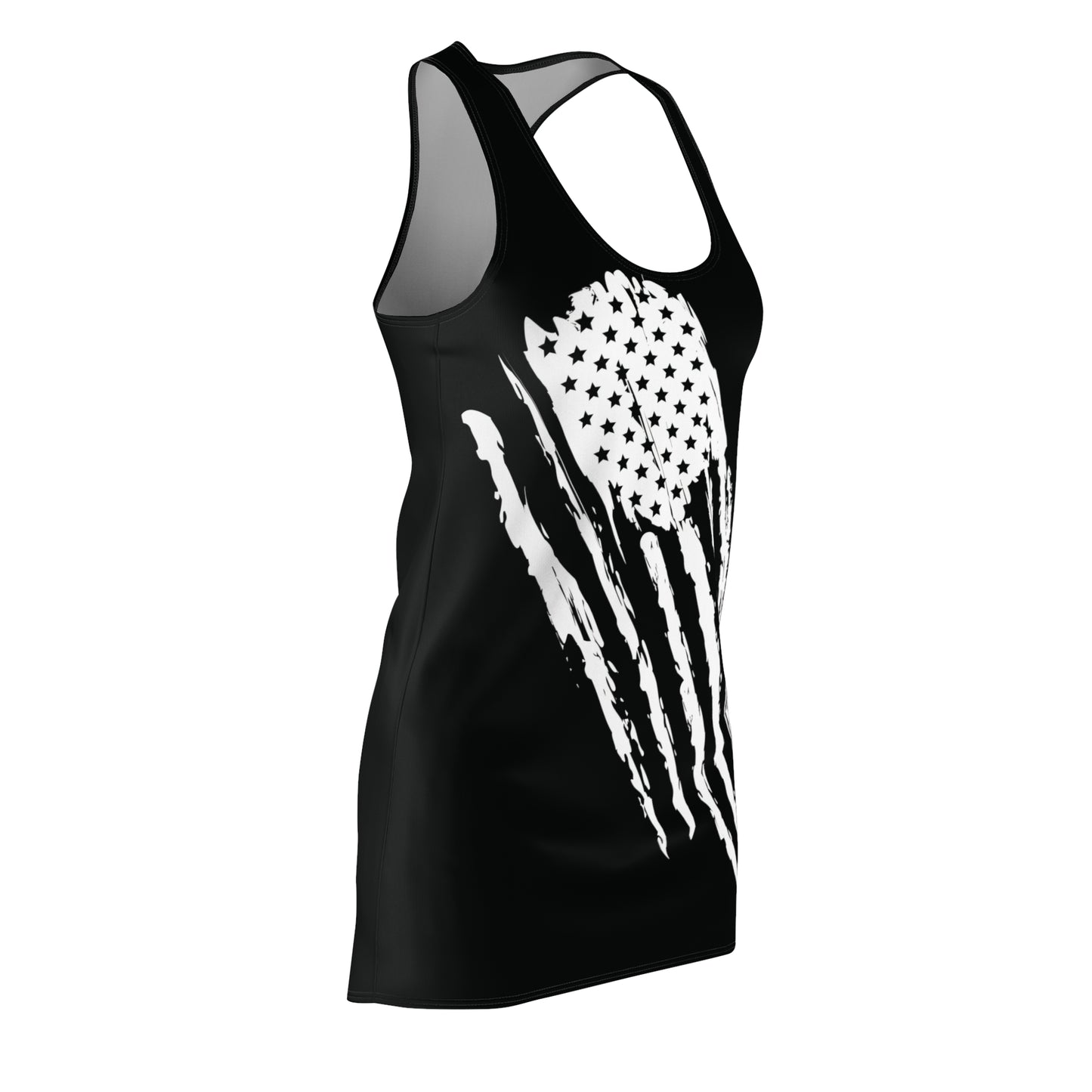 Black & White Flag Dress Women Cut & Sew Racerback Dress